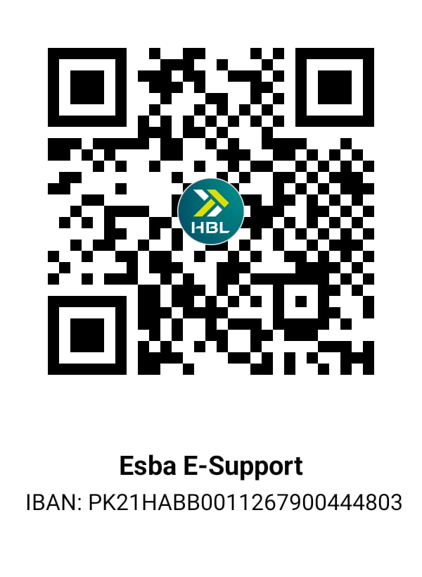 Official ESBA E-Support HBL account QR code for IBAN PK21HABB0011267900444803
